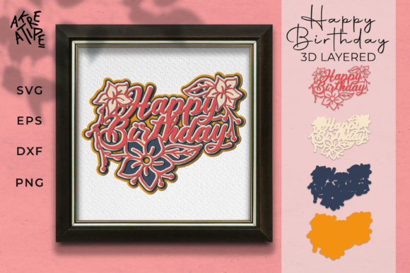 3D Layered Birthday Paper Cut for Laser Cutting