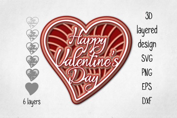 3D Layered Happy Valentine’s Day 3D SVG