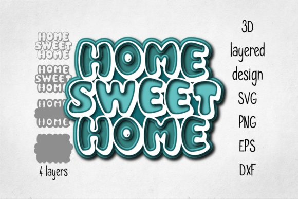3D Layered Home Sweet Home: 3D SVG & Shadow Boxes