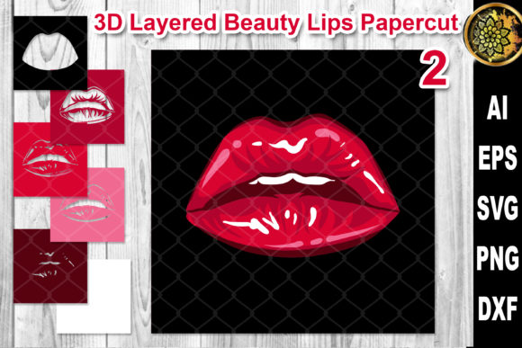 3D Layered Lips Clipart: Graphics for Crafts