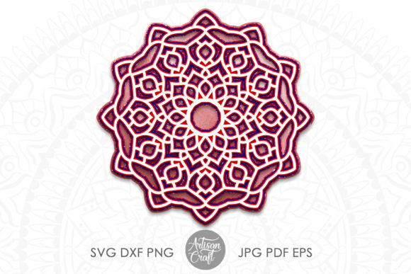 3D Layered Mandala SVG: Graphics for Crafts