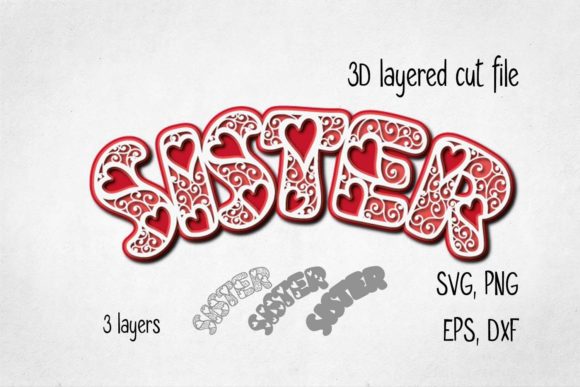 3D Layered Sister Cut File for Shadow Boxes