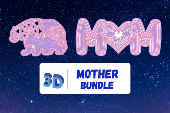 3D Mothers Day SVG Bundle: Shapes for Modern 3D SVG