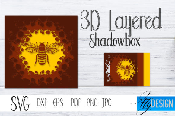 3D SVG Bees Lightbox 2 for Shadow Boxes