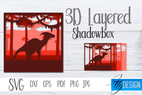 3D SVG Dinosaur 1 for Shadow Boxes