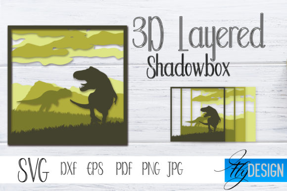 3D SVG Dinosaur 3 for Shadow Boxes