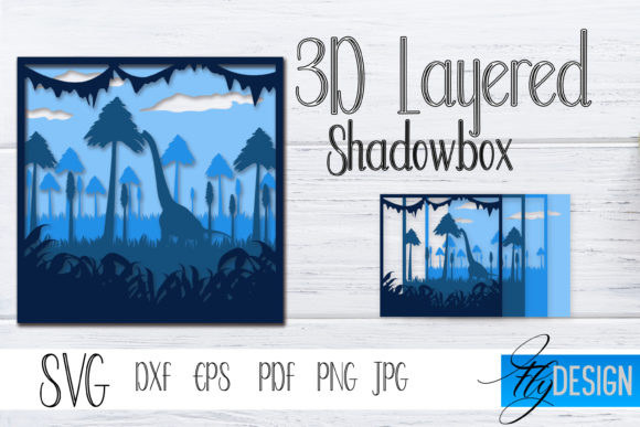 3D SVG Dinosaur 4 for Shadow Boxes & Crafts