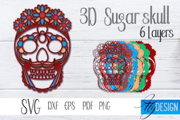 3D SVG Sugar Skull 2 for Shadow Boxes