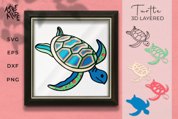 3D SVG Turtle Mandala for Shadow Boxes