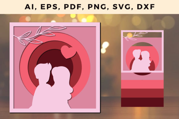 3D SVG Valentine Couple for Shadow Boxes
