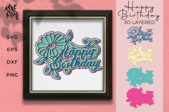 Birthday 3D SVG for Laser Cutting & Web Design