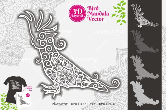 Cockatoo Mandala 1: 3D SVG for Shadow Boxes