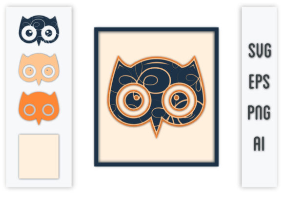 Layered 3D Owl SVG for Shadow Boxes & Web