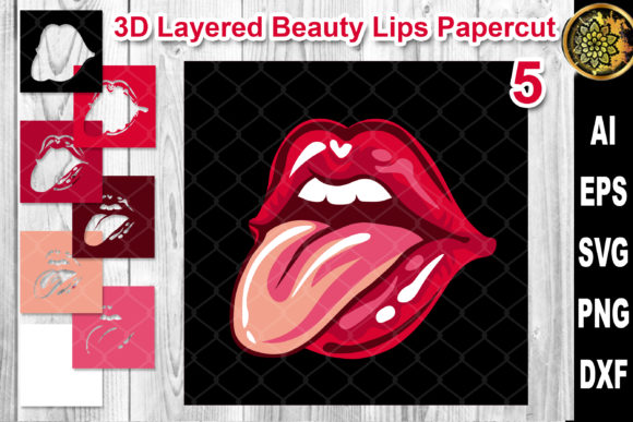 Review: 3D Layered Papercut Woman Lips Clipart 5