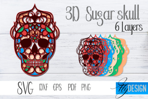 Review: 3d Layered SVG. Sugar Skull 4 for Embroidery